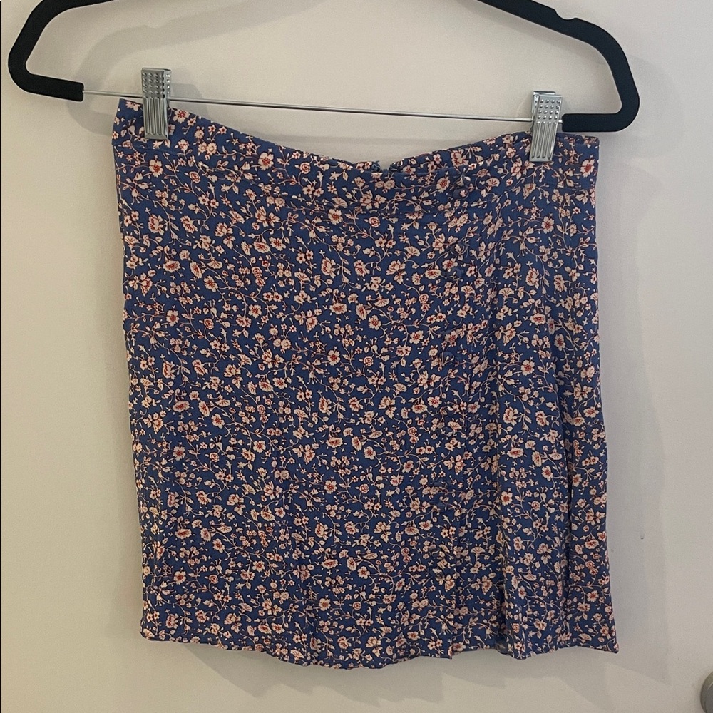 Madewell Floral Mini Skirt in Blue and Pink
